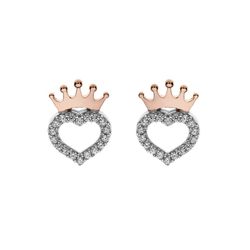 Pendientes Disney Plata AG0065P Corazón Princesa Rosa