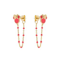 Pendientes Disney Plata Dorada AG0040P Minnie Coral Cadena
