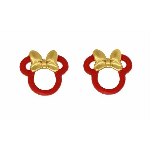 Pendientes Disney Plata Dorada AG0047P Minnie Rojo