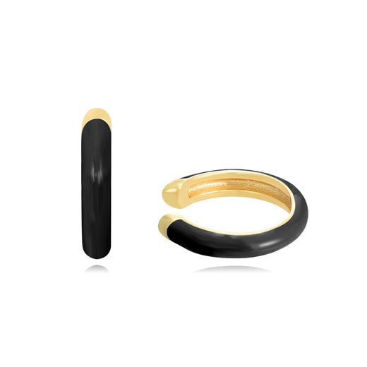 Pendientes Earcuff Plata Dorada Mujer 13mm PEL1101DOEN Enamel Negro
