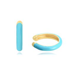 Pendientes Earcuff Plata Dorada Mujer 13mm PEL1101DOET Enamel Turquesa
