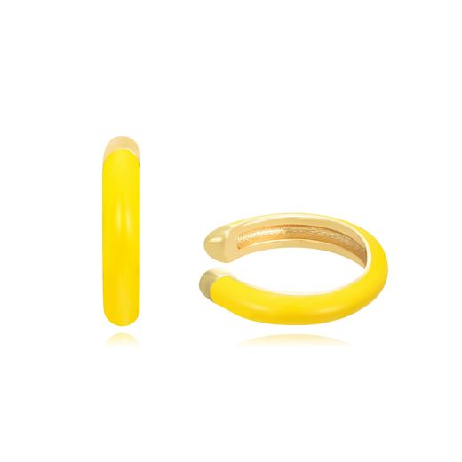 Pendientes Earcuff Plata Dorada Mujer 13mm PEL1101DOEY Enamel Amarillo