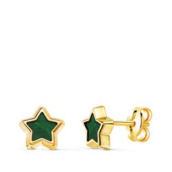 Pendientes Estrella Malaquita Oro 18kts 7x7mm 21424