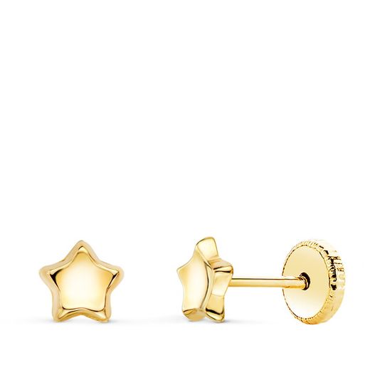 Konkave Sternohrringe aus 18 Karat Gold, 5 x 5 mm, N6979-3AT