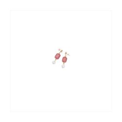 Pendientes Latón Dorado Sovrani Mujer J12402 Colgantes Piedras Rosadas & Perlas 5cm
