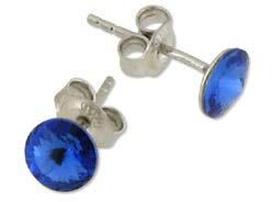 Pendientes Liska Plata 6mm LSW029A-R Cristal Azul Rey