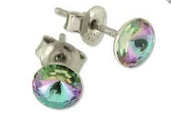 Pendientes Liska Plata 6mm LSW029A-VL Cristal Madre Perla