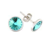 Pendientes Liska Plata 9mm LSW2015A-T Cristal Turquesa