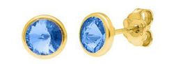 Pendientes Liska Plata Dorada 6mm LSW3230A-DLS Cristal Azul