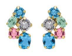 Pendientes Liska Plata Dorada LSW4372A-D Cristales Multicolor