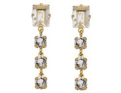 Pendientes Liska Plata Dorada LSW4411A-D Cristal Blanco Colgante Cristales Blancos