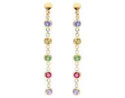 Pendientes Liska Plata Dorada LSW4421A-D Colgantes Cristales Multicolor