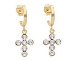 Pendientes Liska Plata Dorada LSW4434A-D Cruz Cristales Blancos