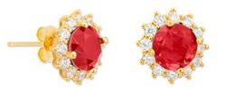 Pendientes Liska Plata Dorada MED395A-RD Circonita Redonda Roja Bicolor Blanca
