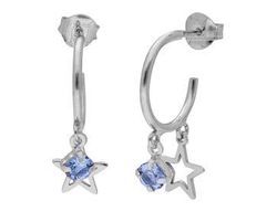 Pendientes Liska Plata LSW4384A-a Aro Colgante Estrellas Cristales Moradas