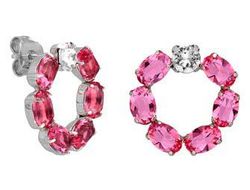 Pendientes Liska Plata LSW4402A-R Cristales Rosados