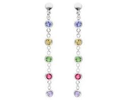 Pendientes Liska Plata LSW4421A Colgantes Cristales Multicolor
