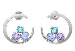 Pendientes Liska Plata LSW4432A Aro Cristales Multicolores