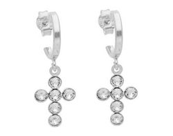 Pendientes Liska Plata LSW4434A Cruz Cristales Blancos