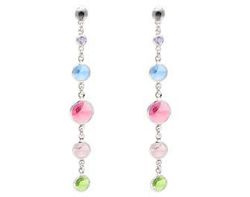 Pendientes Liska Plata LSW4442A Colgantes Cristales Multicolor