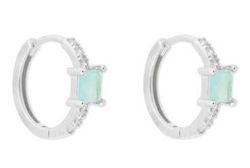 Pendientes Liska Plata MED390A-A Aro Circonita Cuadrada azul