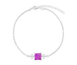 Pulsera Liska Plata MED390BR-L Circonita Cuadrada Morada Bicolor Blanca