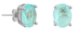 Pendientes Liska Plata MED392A-A Circonita Ovalada Azul Turquesa