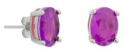Pendientes Liska Plata MED392A-L Circonita Ovalada Morada