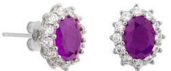 Pendientes Liska Plata MED394A-L Circonita Ovalada Morada Bicolor Blanca