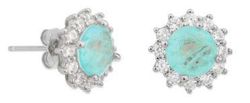 Pendientes Liska Plata MED395A-A Circonita Redonda Azul Bicolor Blanca