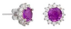 Pendientes Liska Plata MED395A-L Circonita Redonda Morada Bicolor Blanca