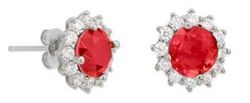 Pendientes Liska Plata MED395A-R Circonita Redonda Roja Bicolor Blanca