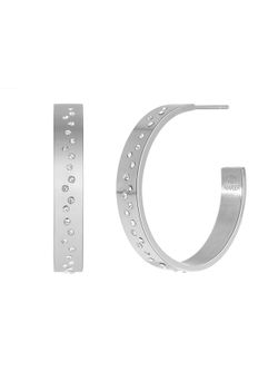 Pendientes Marea Acero C03101/AG Medio Aro Abierto Circonitas