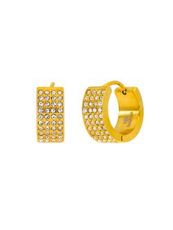 Pendientes Marea Acero Dorado C03101/AD Medio Aro Circonitas