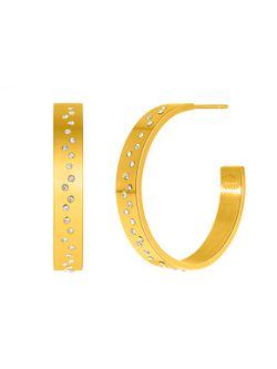 Pendientes Marea Acero Dorado C03101/AH Medio Aro Abierto Circonitas