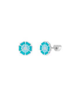 Pendientes Marea Nińa Plata D04001/AU Flor Turquesa Bicolor Azul