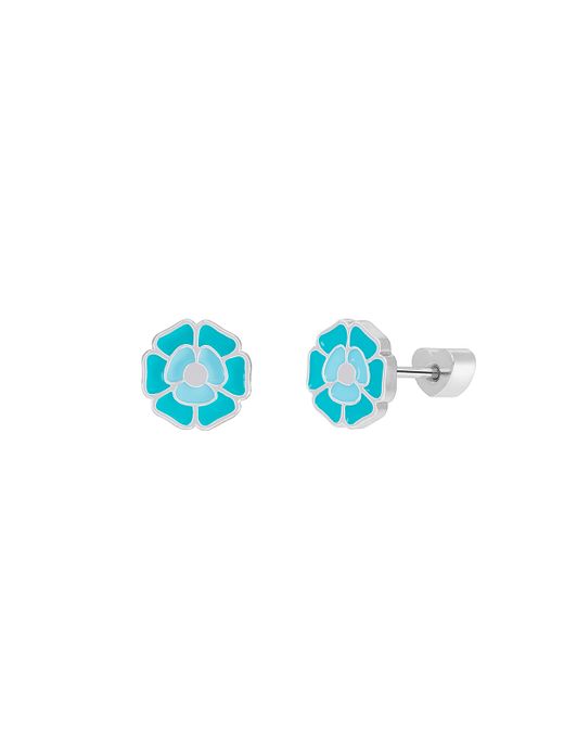 Pendientes Marea Nińa Plata D04001/AU Flor Turquesa Bicolor Azul