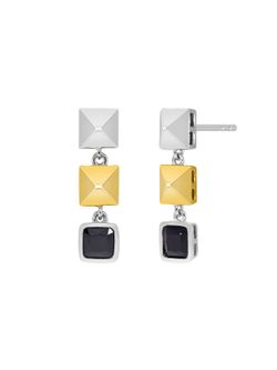 Pendientes Marea Plata Bicolor Rose D04101/AB Colgantes Cuadrados Circonita Escarlata