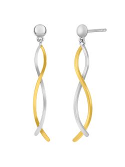 Pendientes Marea Plata Bicolor Rose D04101/AN Colgante Doble Espiral En Brillo