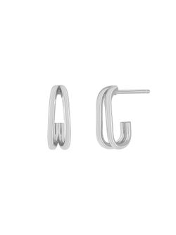 Pendientes Marea Plata D03801/BA Medio Ovalo En Brillo