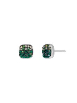 Pendientes Marea Plata D03801/BF Cuadrado Circonitas Verdes