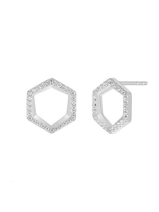 Pendientes Marea Plata D04101/AC Hexágono Circonitas