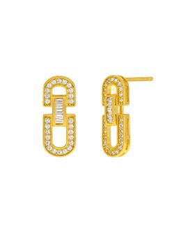 Pendientes Marea Plata Dorada D04101/AF Eslabón Circonitas