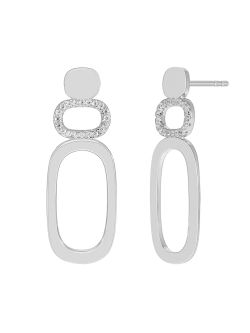 Marea Silver Earrings D04101/AG Double Oval Cubic Zirconia