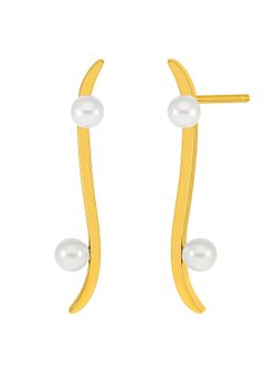 Pendientes Marea Plata Dorada D03101/BC Doble Perla Blanca
