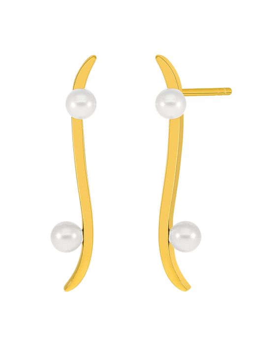 Pendientes Marea Plata Dorada D03101/BC Doble Perla Blanca