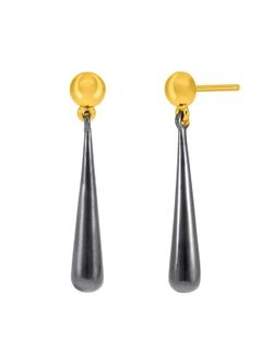 Pendientes Marea Plata Dorada D03201/BJ Colgante Gota Negra