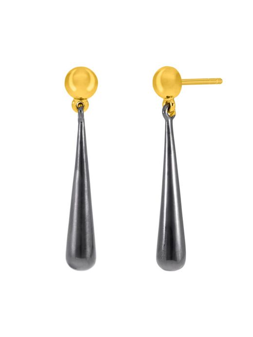 Pendientes Marea Plata Dorada D03201/BJ Colgante Gota Negra