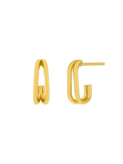 Pendientes Marea Plata Dorada D03801/BB Medio Ovalo En Brillo