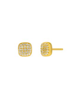 Pendientes Marea Plata Dorada D03801/BG Cuadrado Circonitas Blancas